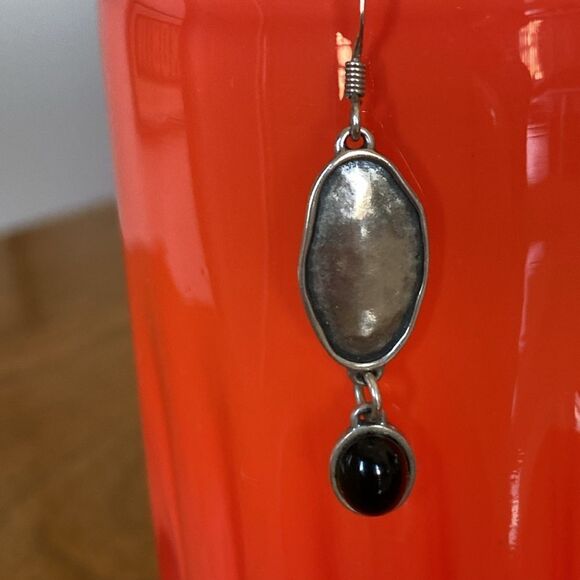 Sterling silver & onyx earrings - Picture 2 of 5